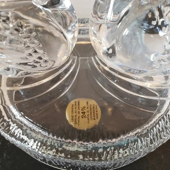 Vintage  Royal Italian Crystal Rock Swan and Cygnet. - Picture 6 of 8